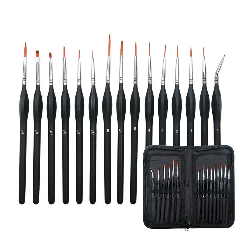 15 pcs Nylon Hair Fine Detailing Artists Brushes for Miniature Painting + Storage Case - Neat and Handy