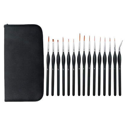 15 pcs Nylon Hair Fine Detailing Artists Brushes for Miniature Painting + Storage Case - Neat and Handy