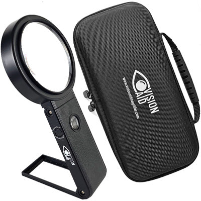 VISIONAID 3.0x Hands-Free Magnifier with Bright LED Lights and Stand