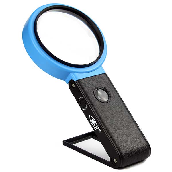 VISIONAID 3.0x Hands - Free Magnifier with Bright LED Lights and Stand - Neat and Handy