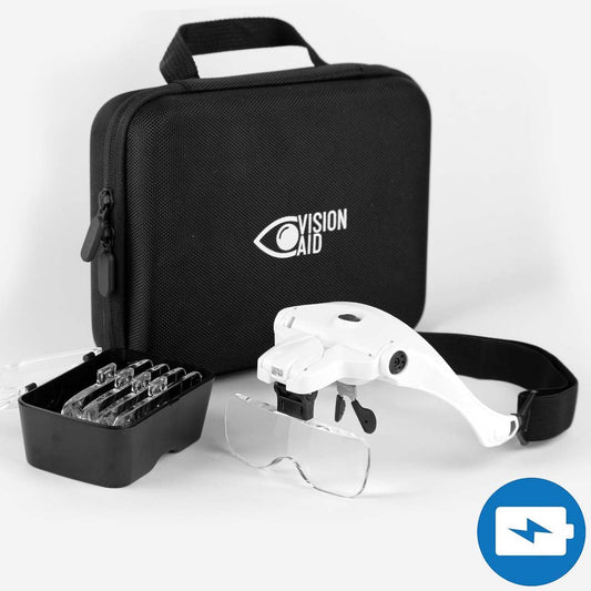 VisionAid™ Magnifying Glasses with A Storage Case (USB Rechargeable) - Expert Set - Neat and Handy